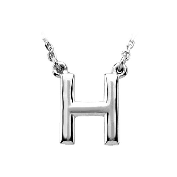 Sterling Silver, Kendall Collection, Block Initial H Necklace, 16 Inch - Picture 1 of 4